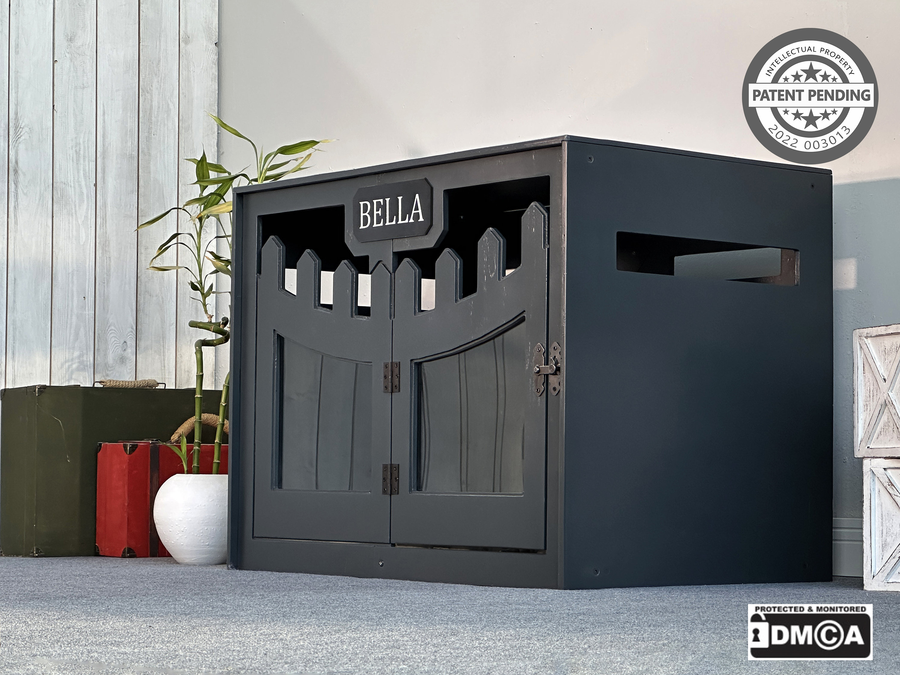 WOWY Dark Grey Dog Crate Wood Dog House Modern Dog House Etsy