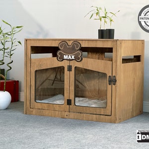 DOGG Walnut - Modern, Dog House, Dog Crate, Dog Kennel, Wood Dog House, Dog Crate furniture, Pet Furniture, Wood Dog Kennel,  Dog House