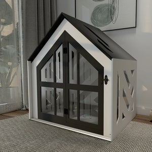 SB CTL Limited Edition Large Dog Crate With Dog Bed, Luxury Dog Kennel Furniture, Wooden Dog Indoor House, Cat Bed, Cat Hous