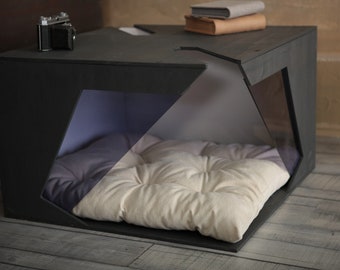 Modern Black Dog House: Luxury Indoor Pet Bed, Cat Bed