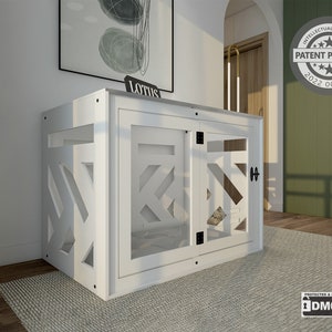 COCY B 55 White Dog House, Dog Furniture, Dog Kennel, Dog Crate, Pet Furniture, Wooden Dog House with Free Customization,Gift Cushion Covers