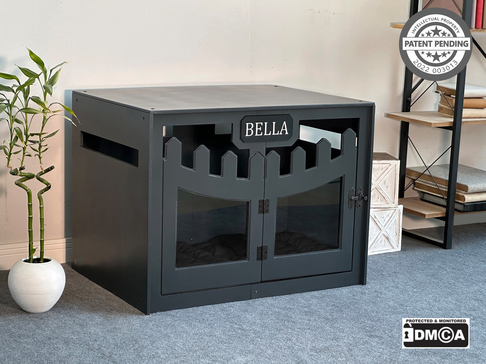 WOWY Dark Grey Dog Crate Wood Dog House Modern Dog House Etsy