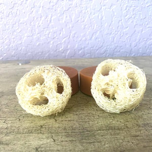 2-Pack Turmeric Pink Clay Soaps with Eucalyptus and Peppermint Essential Oils & Luffa | Minty Aroma | Exfoliating | Shea Butter | Goat Milk
