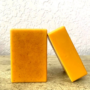 2-Pack Turmeric Carrot Soaps with Lemongrass and Lemon Essential Oils | Citrus Aroma | Face & Body | Shea Butter | Goat Milk | Brightening