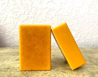 2-Pack Turmeric Carrot Soaps with Lemongrass and Lemon Essential Oils | Citrus Aroma | Face & Body | Shea Butter | Goat Milk | Brightening