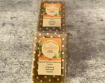 2-Pack Turmeric Aloe Vera Soap Bars with Cedarwood Essential Oil | Classy Woody Aroma | Face and Body | Organic Ingredients | Set of Two