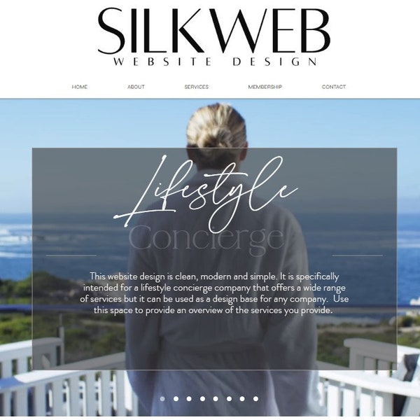 Seidenweb | WIX Lifestyle Concierge / Blogger Website Vorlage mit Videos | Sauber, Minimalismus