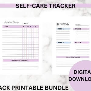 self care tracker and checklist for mental health and wellness , self care journal tracker, mental health kit, printable self care tracker,