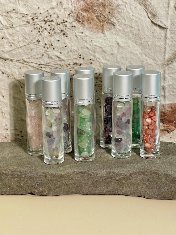 Crystal Infused-Roller Bottle, 10ml Glass Bottle
