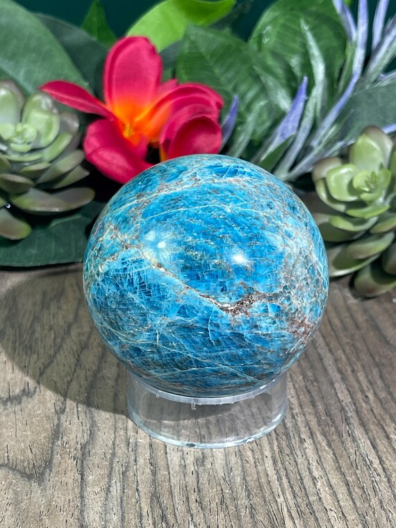 Blue Apatite Sphere | Heart Chakra Crystal, Motivational Stone, Meditation Aid
