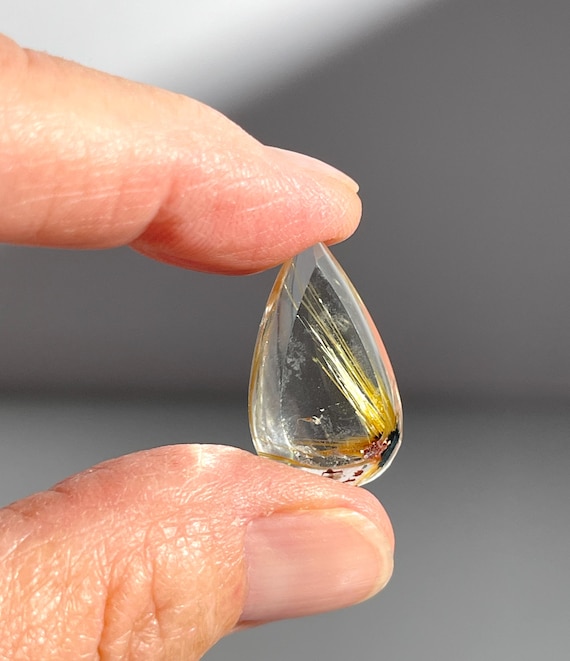 Golden Rutile Half Star Quartz /Cabochon/ 18ct /Jewelry Making