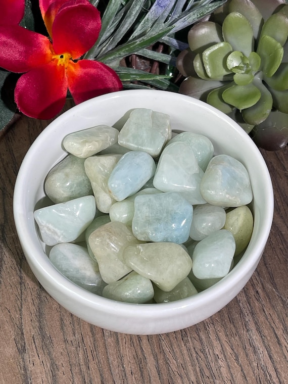 Aquamarine /Tumbled/ Small/ Grids/ Calming/ Communication