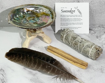 White Sage Smudge Set/Energy Cleansing /Abalone Shell