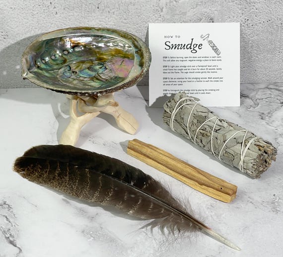 White Sage Smudge Set/Energy Cleansing /Abalone Shell