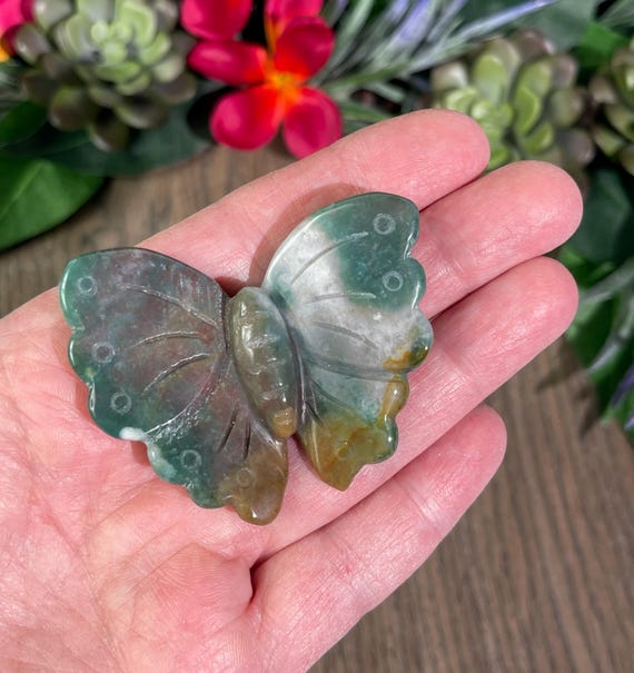 Ocean Jasper Butterfly Carving