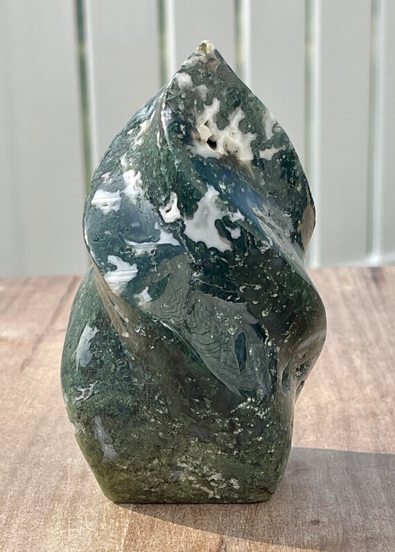Moss Agate Twisted Flame