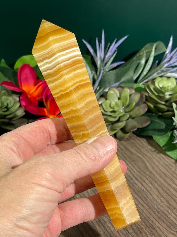Yellow Calcite Crystal Wand/292g/ Solar Plexus Chakra/Positive Changes