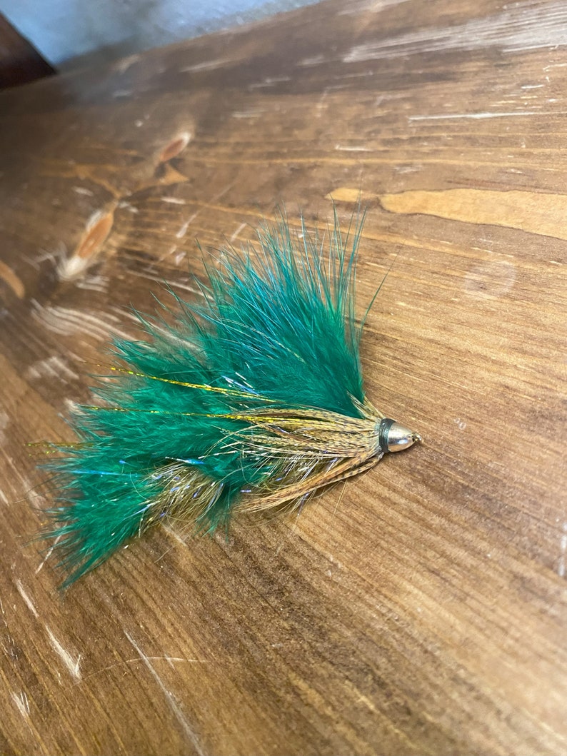 4.25'' Rusty Trombone Fly Fish Streamer in dark Teal Color Pattern