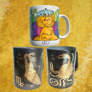 Vintage Zodiac Coffee Mugs - For Choice - Astrology Zodiac Lion Leo Federal Cancer Virgo Avon