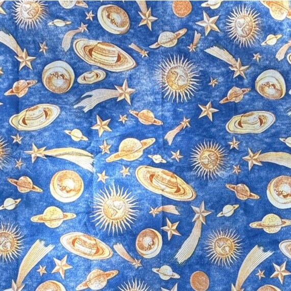 90s Celestial Blanket - 100% Polyester Made in USA - 72.5" x 88"
