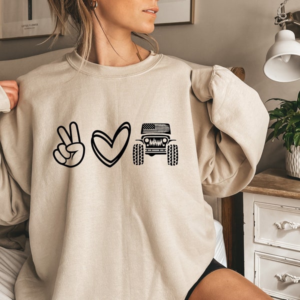 American offroad Sweatshirt, Peace Love Off-road Sweatshirt, US Flag Forest Hoodie, 4WD offroad, Birthday Gift, Christmas Gift for