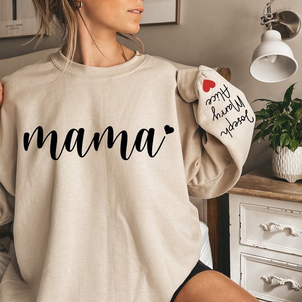 Custom Mama Sweatshirt With Kids Names. Mama Sweatshirt, Mom Sweatshirt, Gift for Mom, Mama Hoodie crewneck, Mama with Kids Names