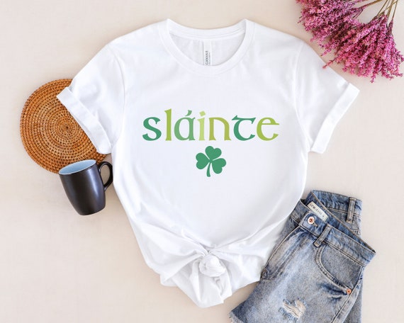 Cute Slainte Shirt, Womens Irish Shirt, St Patrick&#39;s Day Shirt, Trendy St Patricks Day Shirt, Lucky Shirt