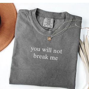 Reading Shirt, You Will Not Break Me, Embroidered Shirt, Bookish Shirt, Funny Shirt, Book Lover Shirt, Reading Tee, Bookworm Shirt