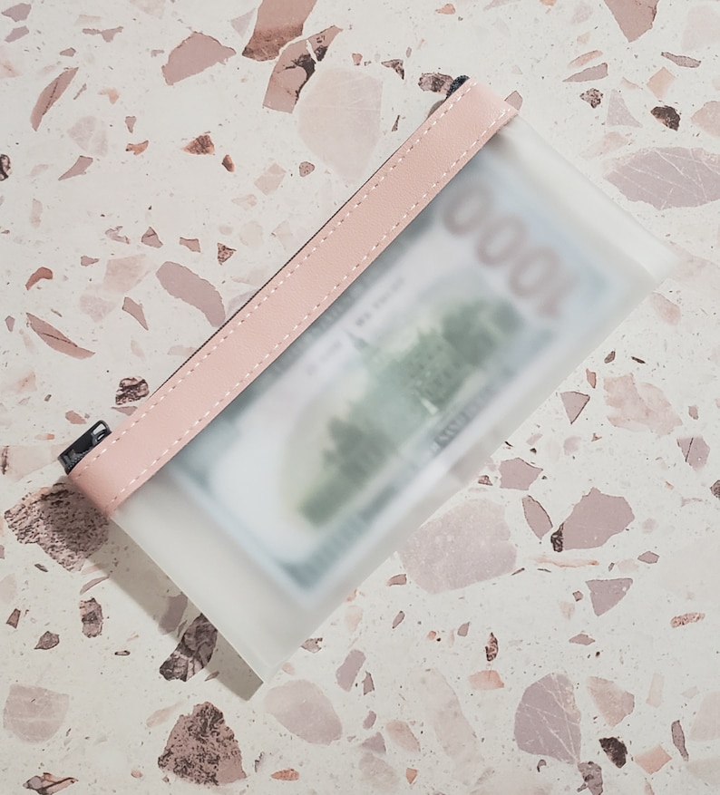 Zip Bank Bag Pink Frosted Money Pouch Cash Envelope Bag Cash Stuffing
