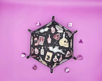Witchy Dice Tray: Vegan Leather Hexagon or Square Trinket Tray for DnD