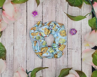 Adventurer’s Roll – Fantasy-Themed Satin Hair Scrunchie, DnD Accessories, Ttrpg gifts