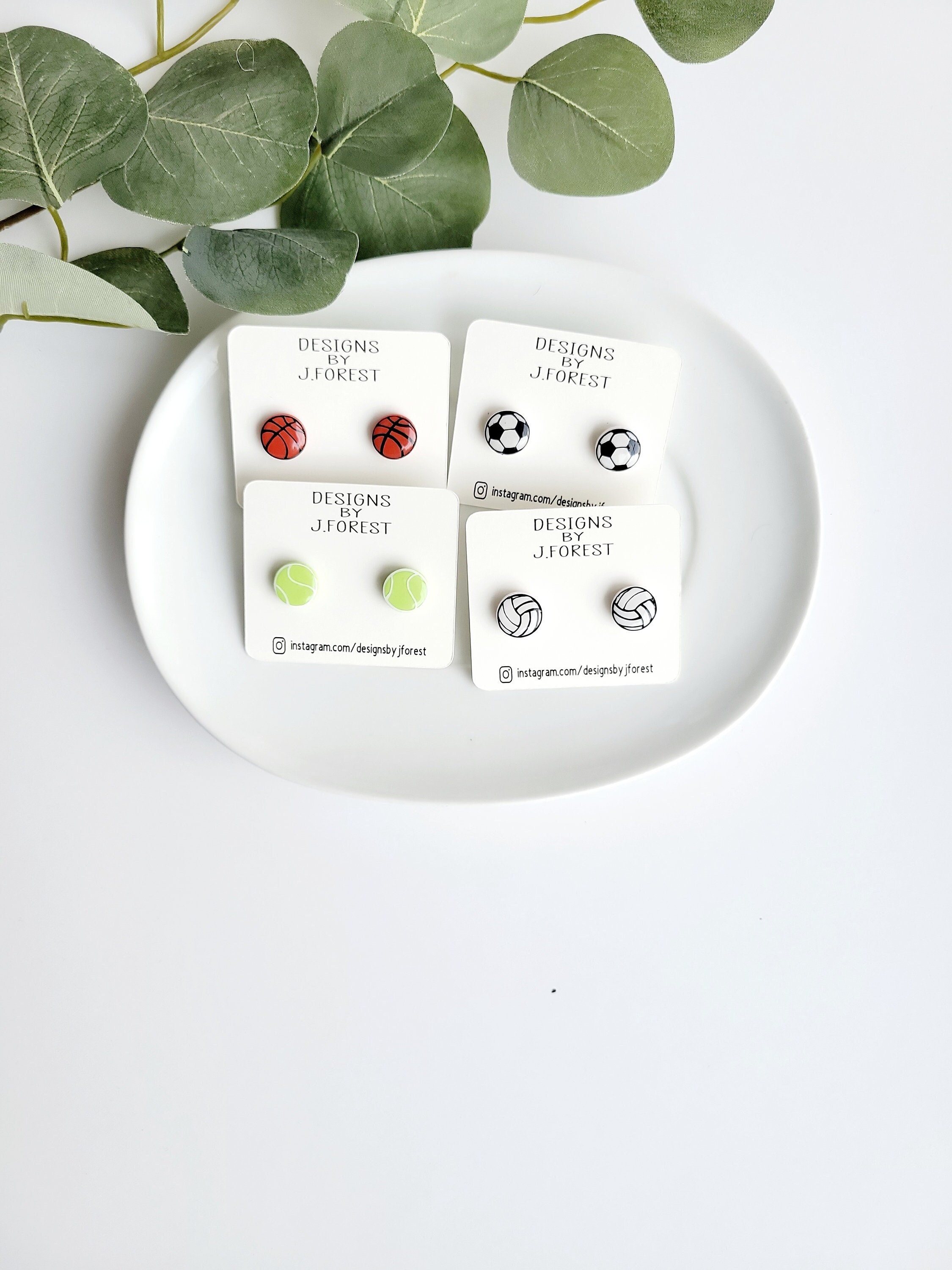 Sports Stud Earrings Volleyball Studs Basketball Studs Etsy Canada