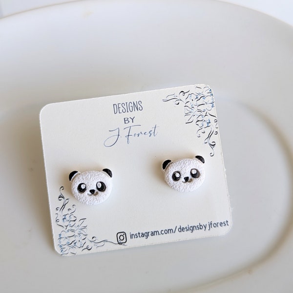 Panda bear earrings, Animal jewelry, Animal stud earrings