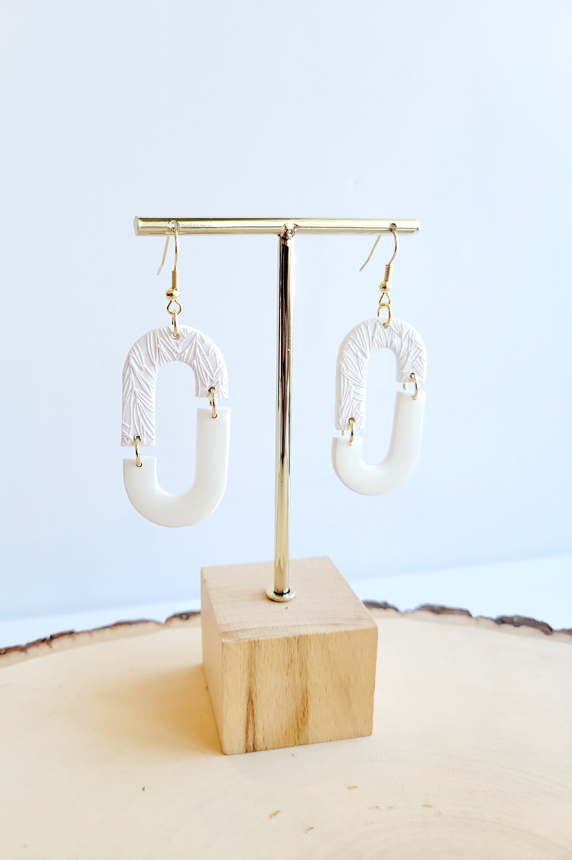 White Clay Earrings Wedding Earrings Bride Earrings Oval - Etsy Canada