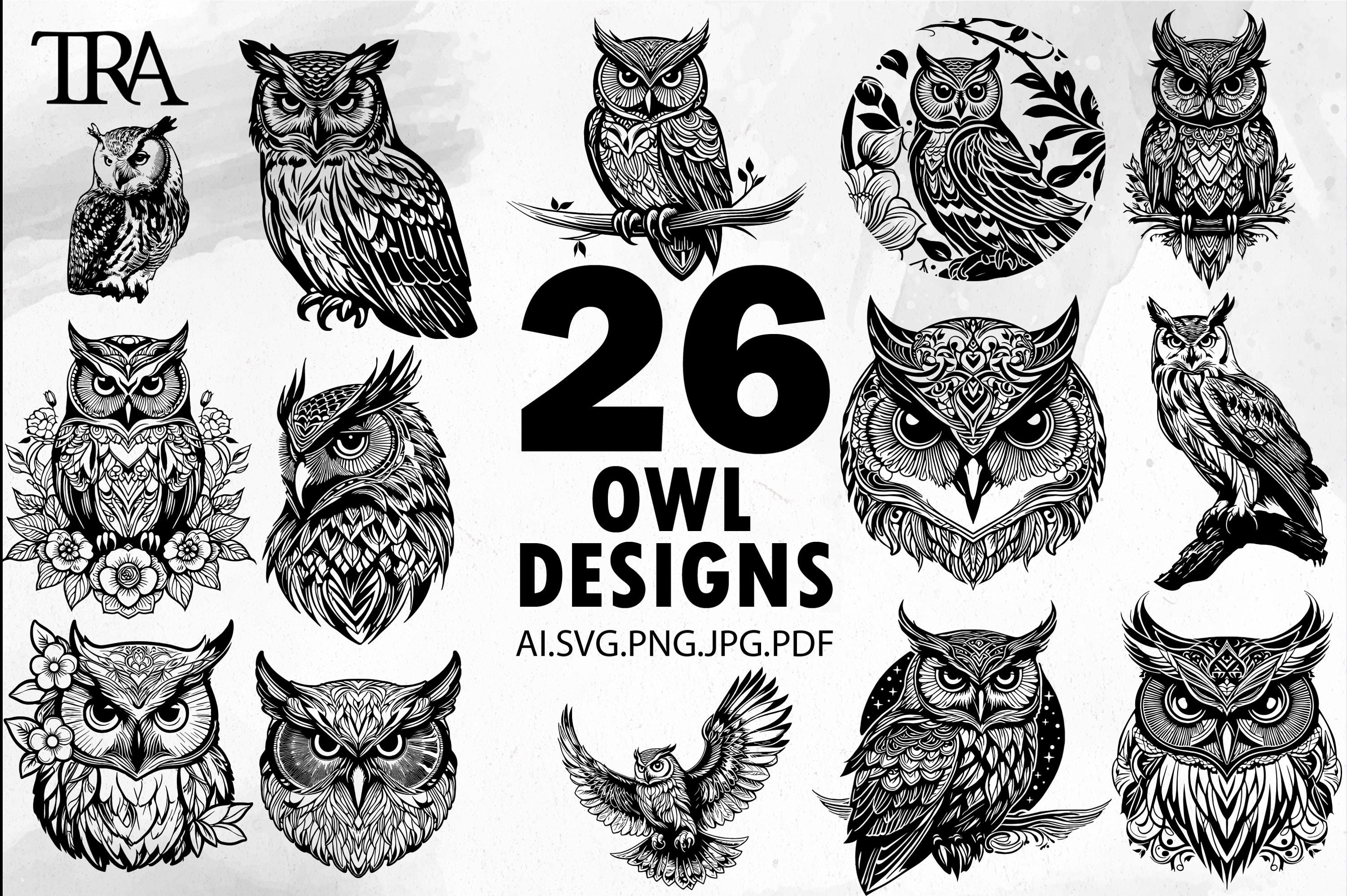 Owl Clipart Bundle: Forest Animal SVG, PNG, PDF (Digital Download)