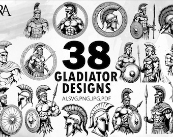 Gladiator Warrior SVG Bundle: Spartan Helmet, Roman Knight (Digital Download)
