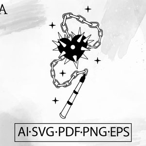 Heart Mace SVG: Goth Tattoo Design (Digital Download)