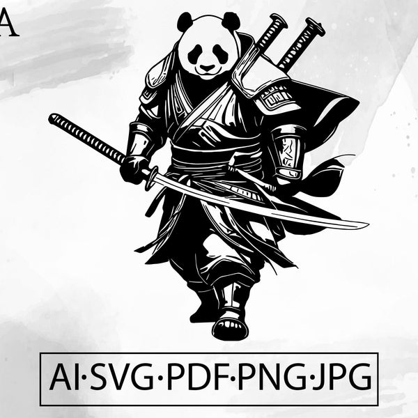 Panda samurai  SVG  Panda Bear wild Animal T-Shirt design  -Instant Digital Download cut file ai svg eps png pdf cricut