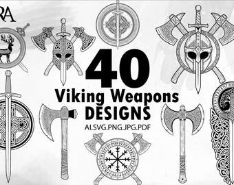 Vegvisir Weapons SVG Bundle  viking  Knotwork Viking nordic Norse Mythology Valknut - Instant Digital Download Zip ai svg jpg png pdf cricut