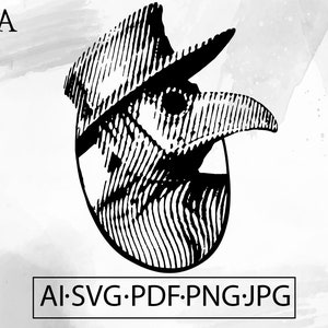 Plague Doctor Halftone Tattoo svg goth gothic Horror Witch Geometry Steampunk - Instant Digital Download cut file ai svg eps png pdf cricut