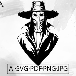 Plague Doctor SVG goth gothic Horror Witch Plague mask Halloween Steampunk tattoo - Instant Digital Download file ai svg jpg png pdf cricut