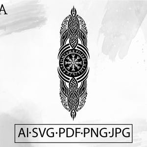 Sacred Norse Viking Compass Tattoo Vegvisir Symbol Knot Pagan SVG - Instant Digital Download file ai svg jpg png pdf cricut