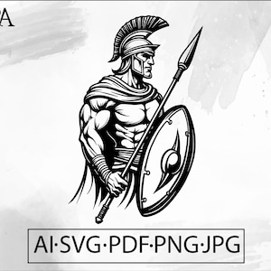 Spartan Warrior SVG: Roman Gladiator Helmet, Ancient Rome Knight (Digital Download)