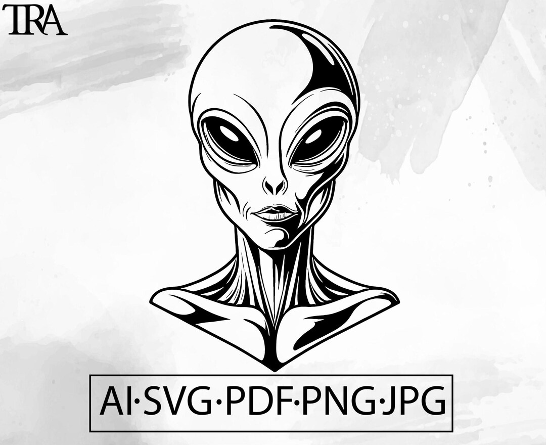 Alien Face SVG Mystical UFO Space Spaceship Outerspace Galaxy Tattoo ...