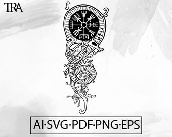 Celtic Vegvisir Dragon Knotwork: Viking Norse Tattoo (Digital Download)
