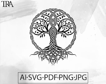 Yggdrasil Tree of Life SVG: Celtic, Wiccan, Celestial (Digital Download)