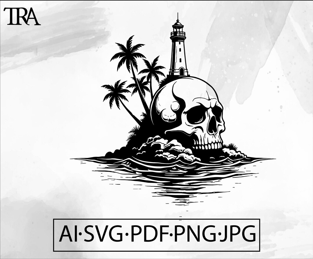 Skull Island SVG Beach Surf Skeleton Flash Tattoo Tropical Summer ...