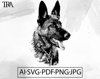 German Shepherd Dog Head SVG: Papercutting Silhouette (Digital Download)
