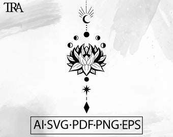 Lotus Celestial SVG: Boho Mandala Design (Digital Download)