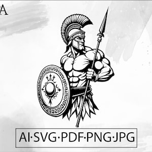 Spartan Warrior SVG: Roman Gladiator Design (Digital Download)